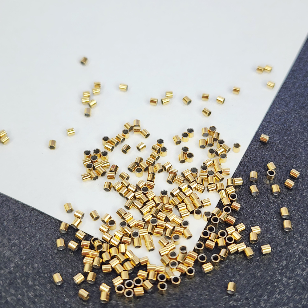 Кримп 1.5мм, сталь 2я позолота, крепко держит, зажимная бусина для троса