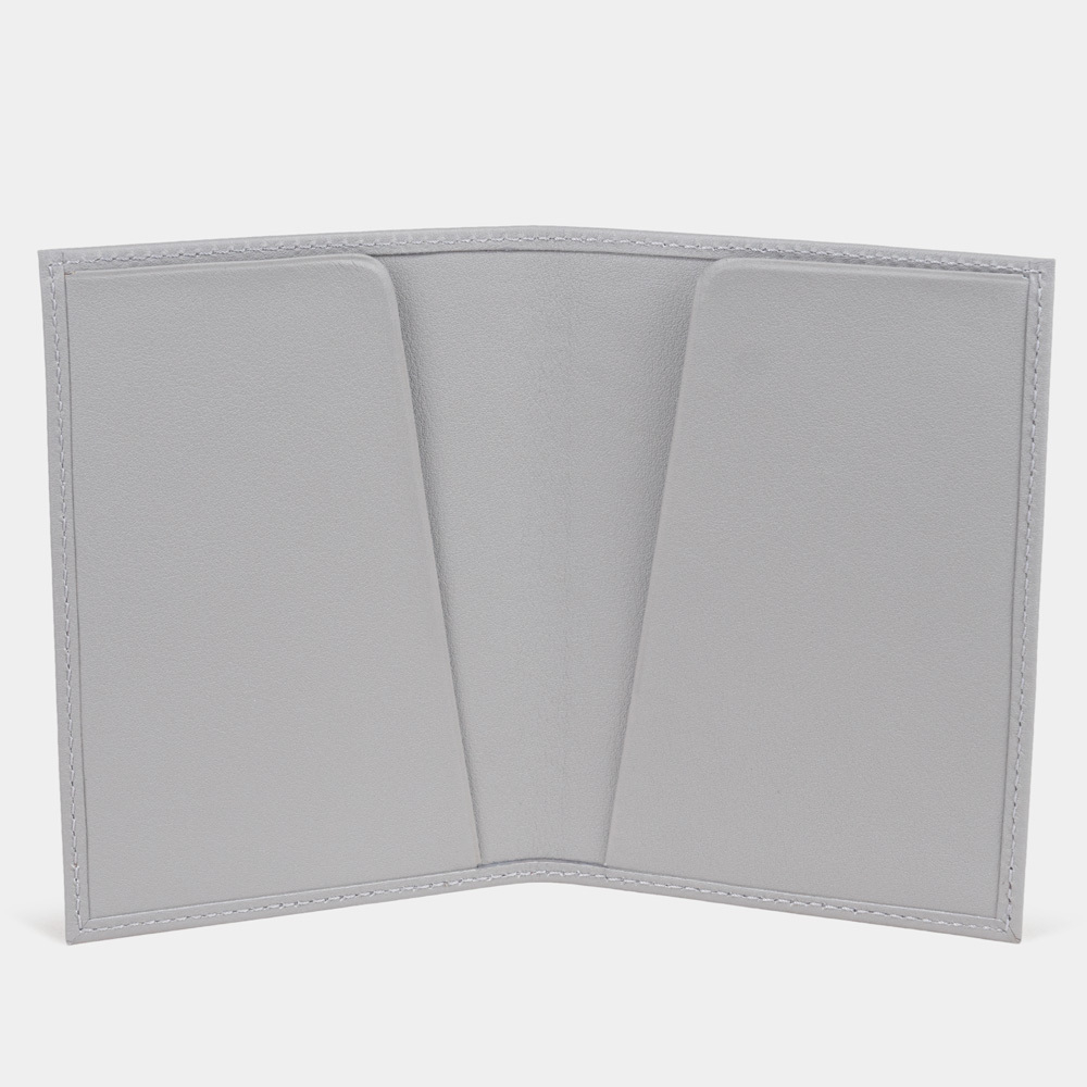 Обложка для паспорта из натуральной кожи теленка, серого цвета