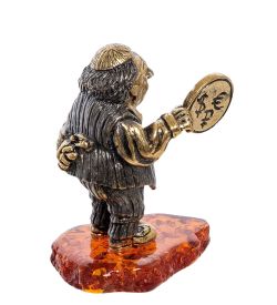 Народные промыслы AM-2257 Фигурка «Еврейчик Денежный» (латунь, янтарь)