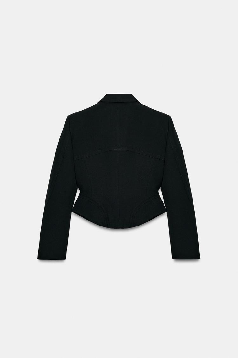 ZARA КОРОТКИЙ БЛЕЙЗЕР С ОТСТРОЧКОЙ — ZW COLLECTION, ЧЕРНЫЙ