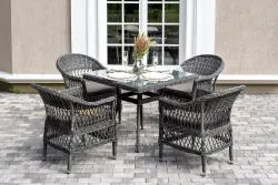 "Сицилия" обеденная группа плетеная, цвет графит