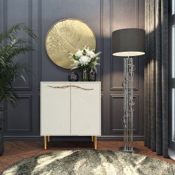 Комод Арт Колор leaves Стайл Голд с 2 полками Кремовый белый