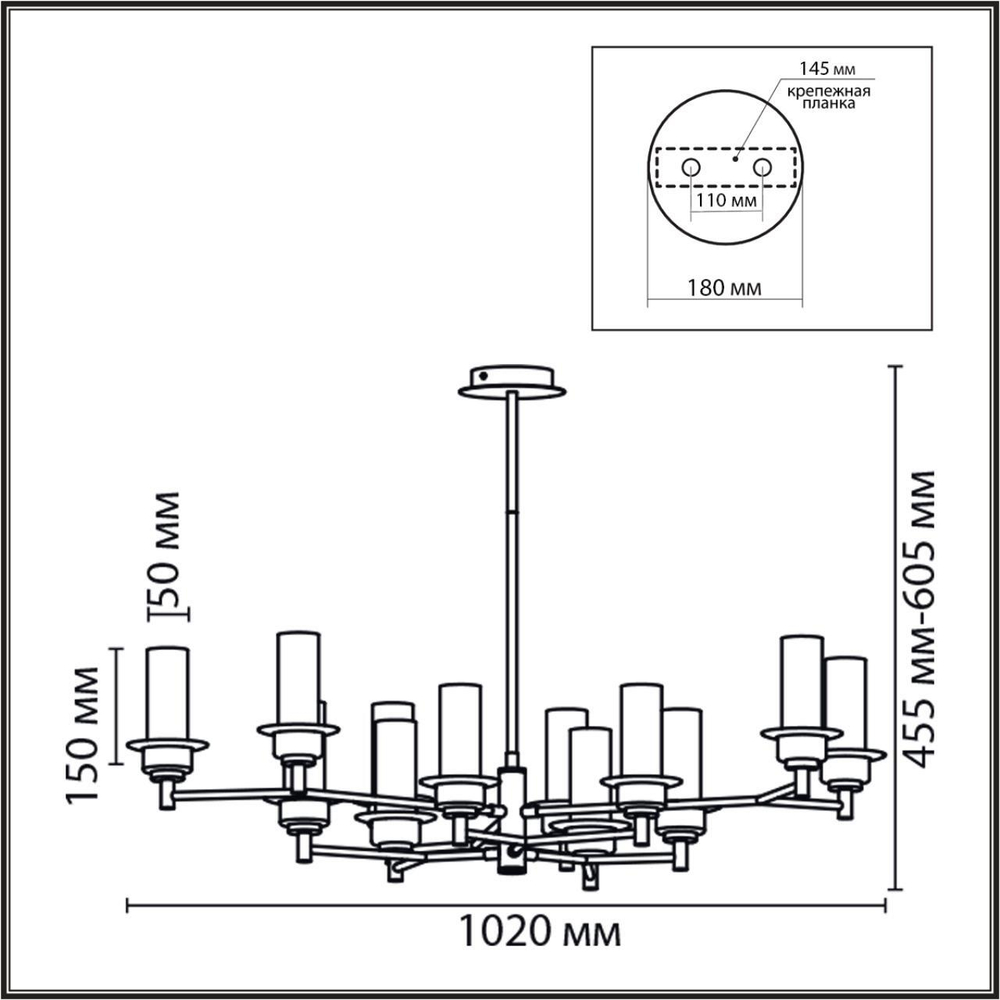 6554/12C CLASSI LN25 28 бронза/коньячный/металл/стекло Люстра потолочная E14 12*40W 220V MADONNA