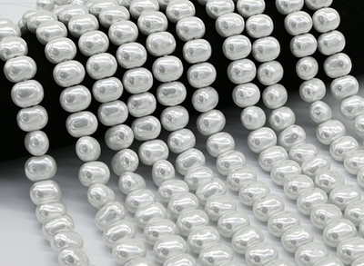 мо1311-б Жемчуг "Майорка" овал 13*11мм, белый, нить 40см