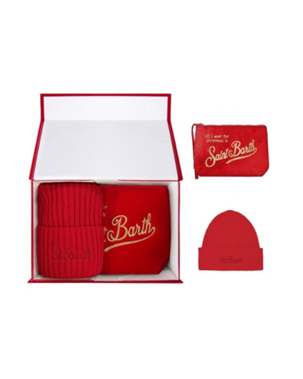 Набор подарочный Saint Barth шапка и косметичка красный