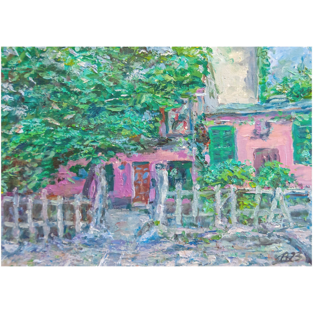 Картина авторская маслом на бумаге в раме 25х34 см на стену для интерьера "Кабаре Проворный кролик"