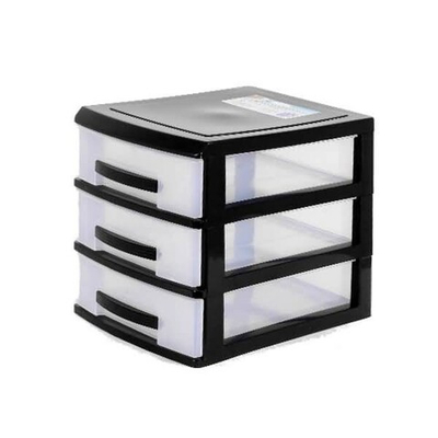 Мини комод 3 секции черный/прозрачный