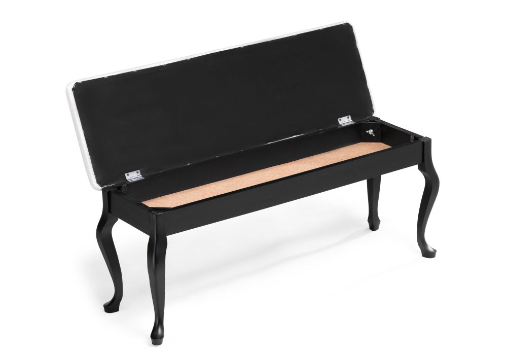 Банкетка Хиль черная / кожзам белый пунто