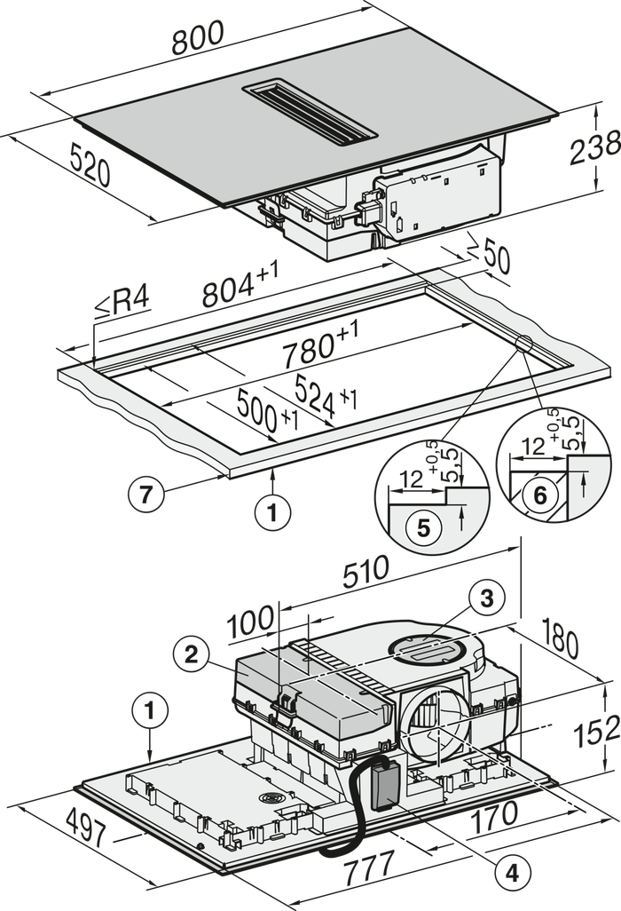 Варочная панель с вытяжкой Miele KMDA 7876 FL