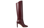 Jimmy Choo Karter Leather Knee High Boots 8.5cm Women"s Burgundy