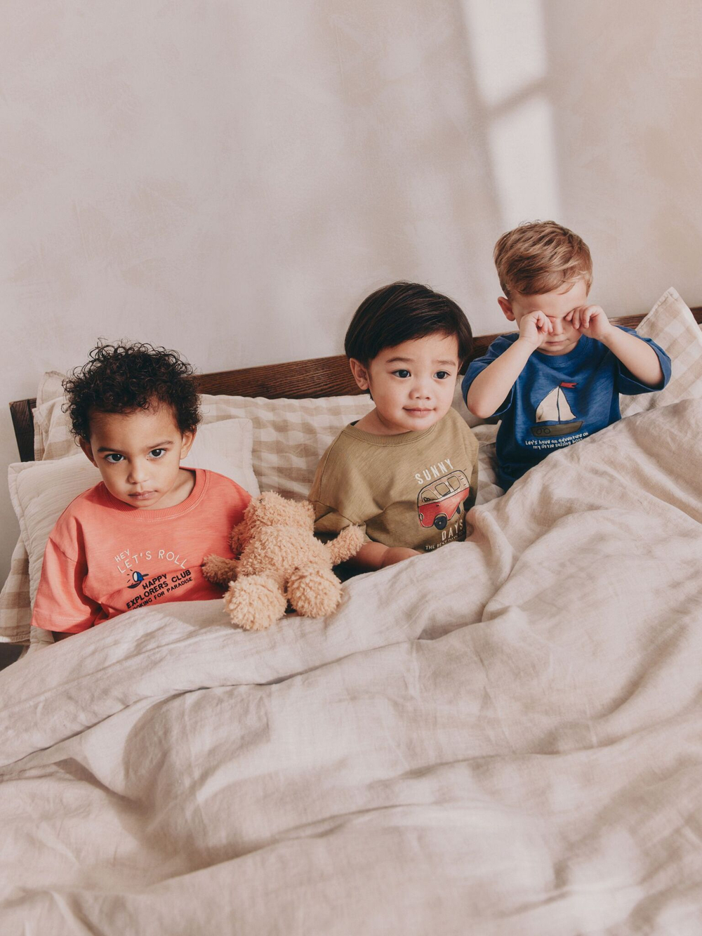 Пижама для мальчика Next AC0-919, 3 шт., Синий, Оранжевый, Бежевый