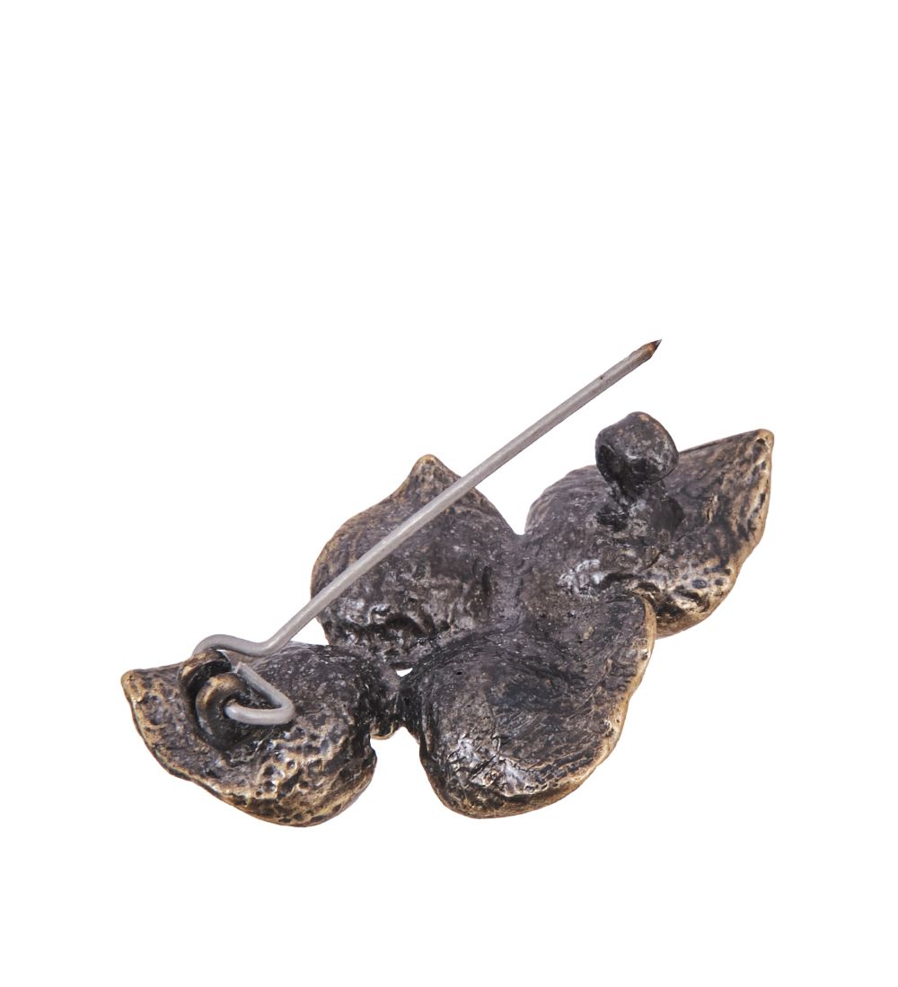 AM-4236 Брошь «Каллы Розе» (латунь, янтарь)