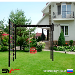 Уличная шведская стенка Sv Sport рукоход с комплектом турник прямой У5374 (Турник/Со спинкой/Сетка)