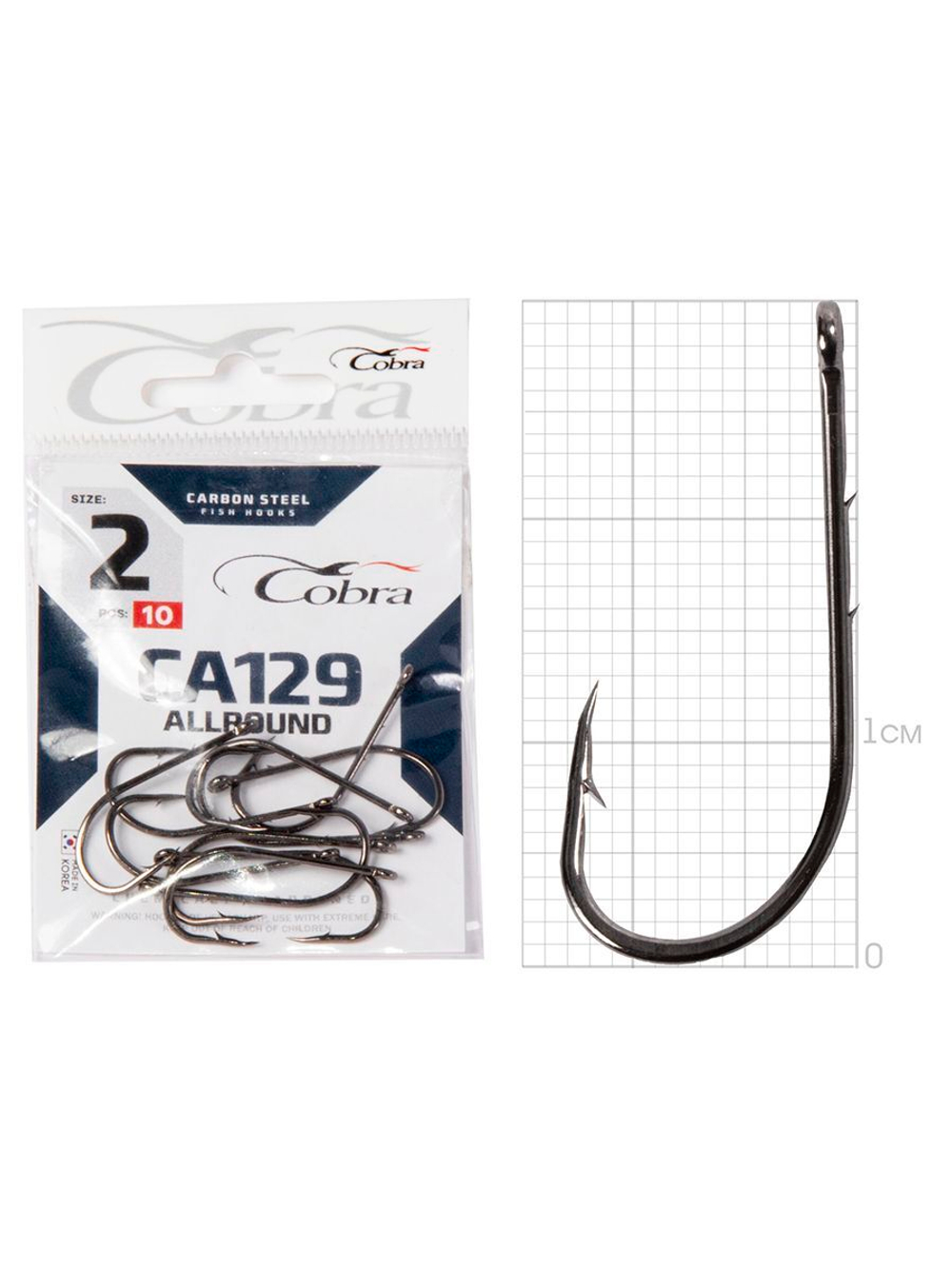 Крючки Cobra Allround BAITHOLDER серии CA129 размер K008/0 (10упк.по 3шт.)