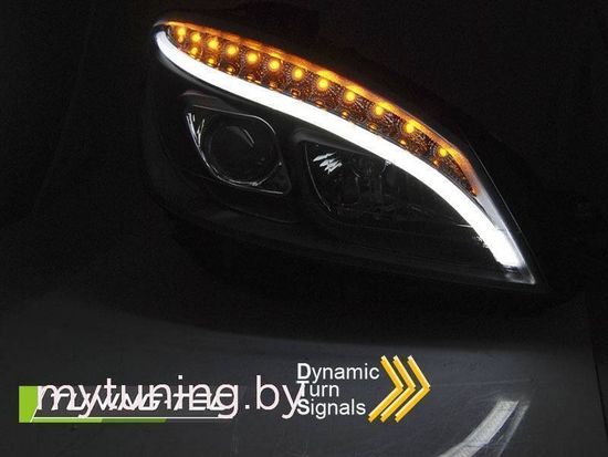 Передние фары Tube Light для Mercedes C-Class W204 (07-10) Dynamic Black W222 Look