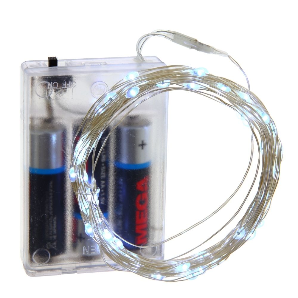 GAEM Электрогирлянда (3xAA, 60 бел LED, 1 реж свеч,серебр шнур), L600 W0,1 H0,2 см