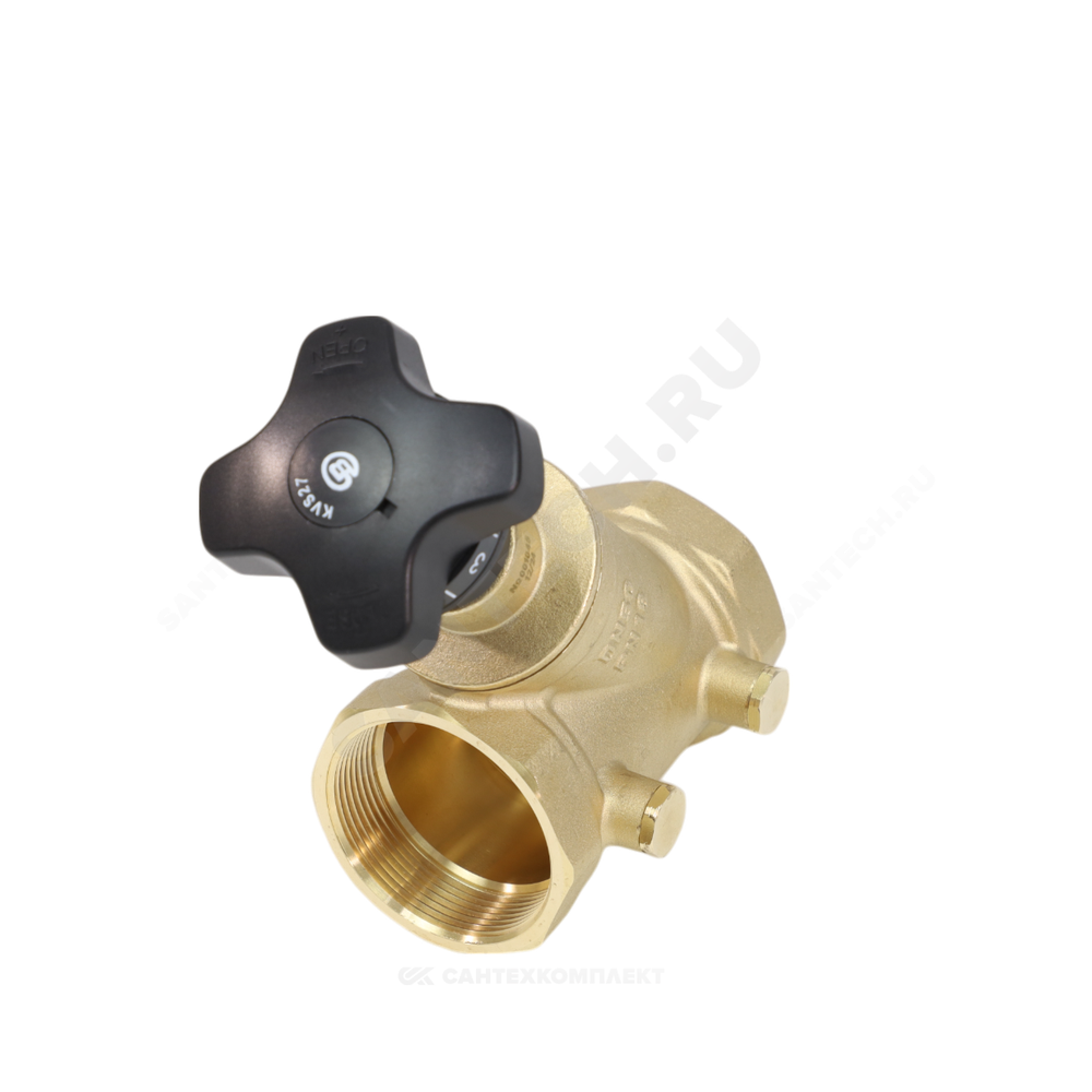 Клапан балансировочный ручной латунь 3180H Ду 40 G1 1/2" Ру16 Тмакс=120 оС ВР Kvs=20м3/ч без ниппелей Benarmo