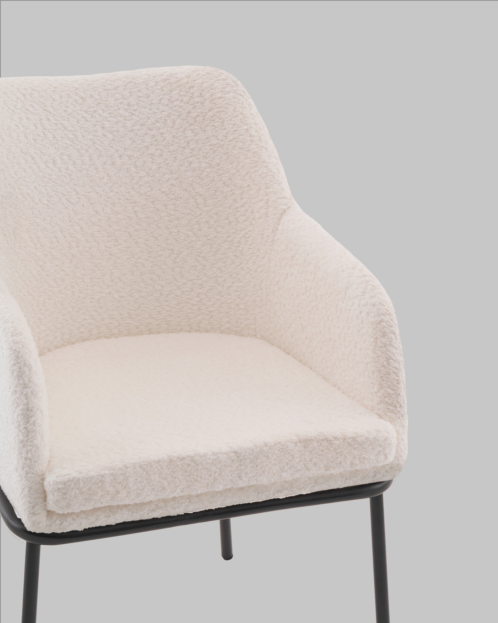 Стул с подлокотниками Кози new ткань букле молочный