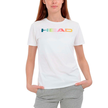 Футболка женская HEAD Rainbow T-Shirt W 814445-WH-L, р.L, полиэстер, хлопок, эластан, белый