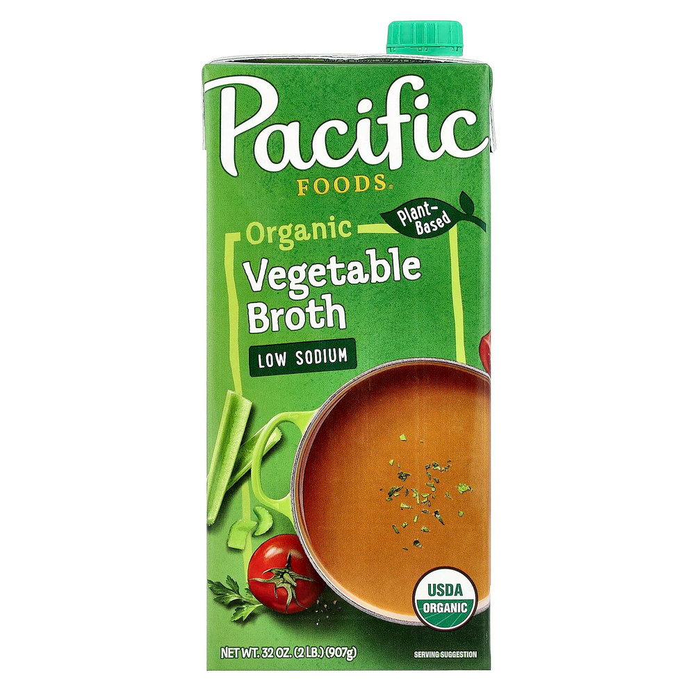 Pacific Foods, органический овощной бульон, с низким содержанием натрия, 907 г (32 унции)