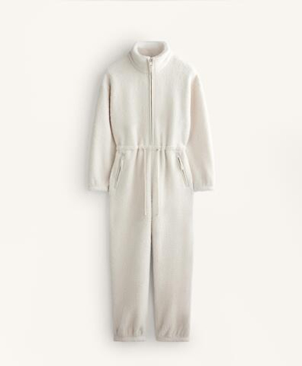 Oysho Легкий комбинезон из искусственной овчины с регулируемой талией, экрю