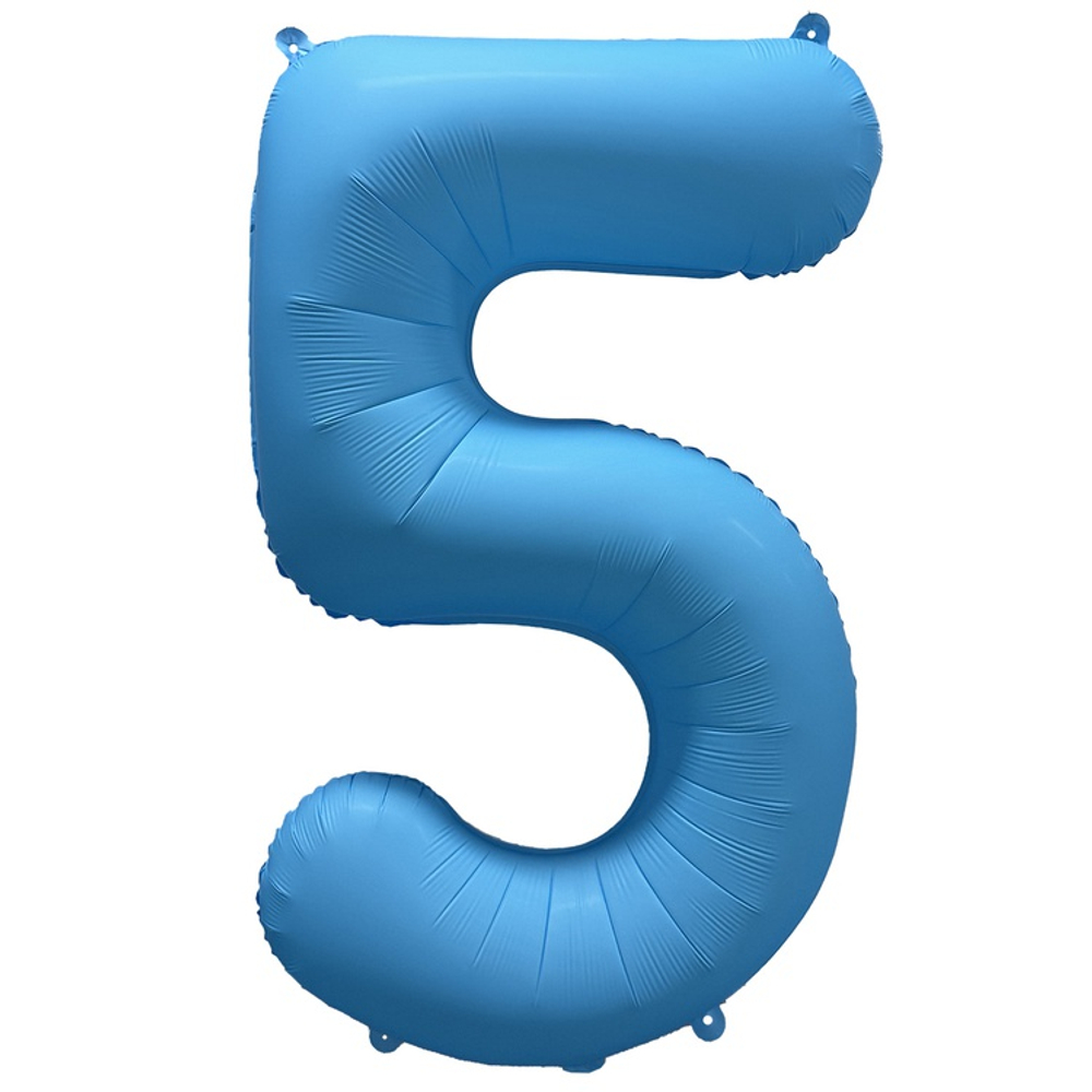Шар фольгированный Цифра 5 101 см (Голубой)