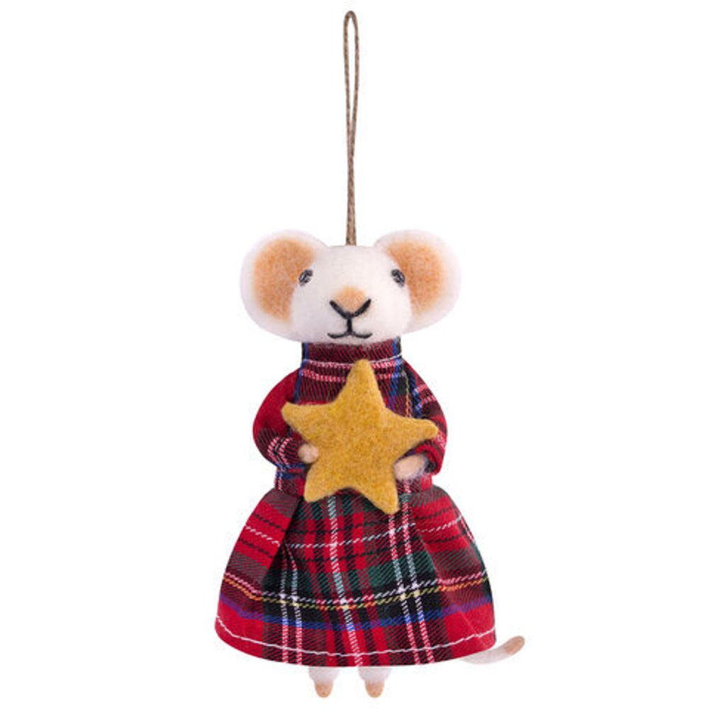 Украшение ёлочное (1 шт.) "Мышка", 6х5х13 см, фетр, хлопок, ассорти 4 дизайна, ЗОЛОТАЯ СКАЗКА, 592422