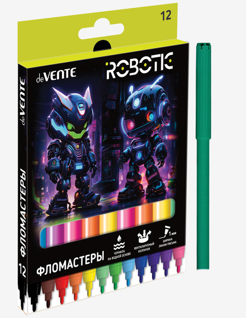 Фломастеры 12 цвета(ов) ДЕВЕНТЕ Роботик (5081533)