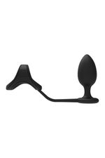 Черное эрекционное кольцо с анальной пробкой Cockstrap With Anal Plug (Цвет: черный)