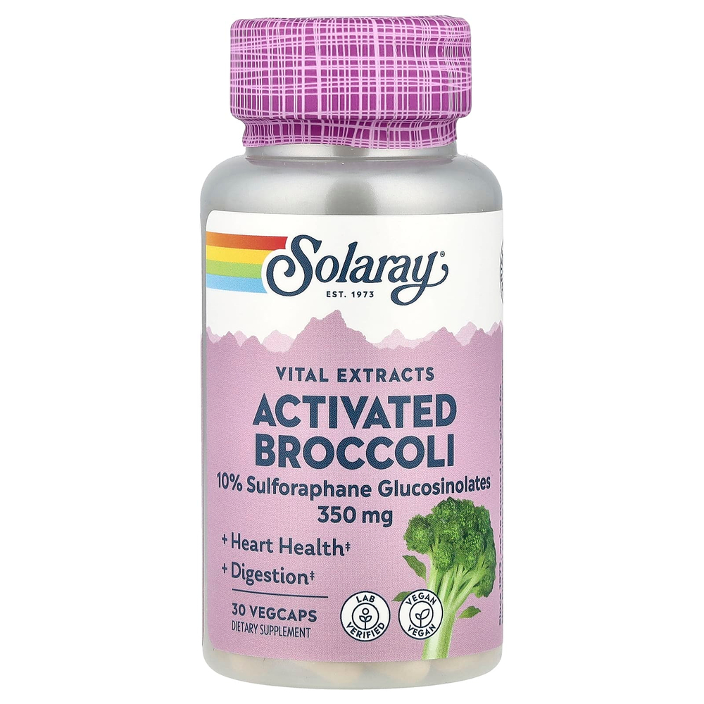 Solaray, Vital Extracts, активированный экстракт брокколи, 350 мг, 30 капсул VegCap