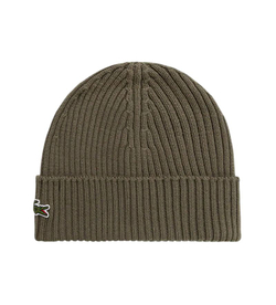Шапка зимняя Lacoste Unisex Ribbed Wool - khaki green