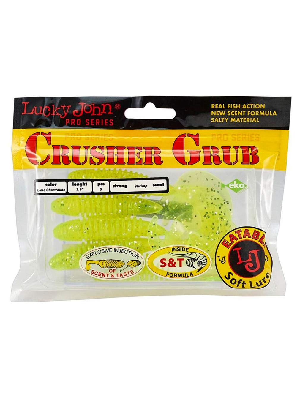 Твистеры съедобные искусственные LJ Pro Series CRUSHER GRUB 3,9in (09.90)/T50 5 шт. в упак.