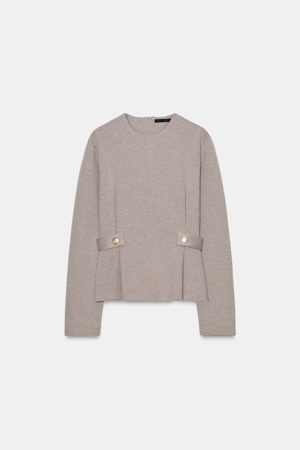 ZARA ТОП ИЗ САРЖИ С ПУГОВИЦАМИ, СЕРО-КОРИЧНЕВЫЙ