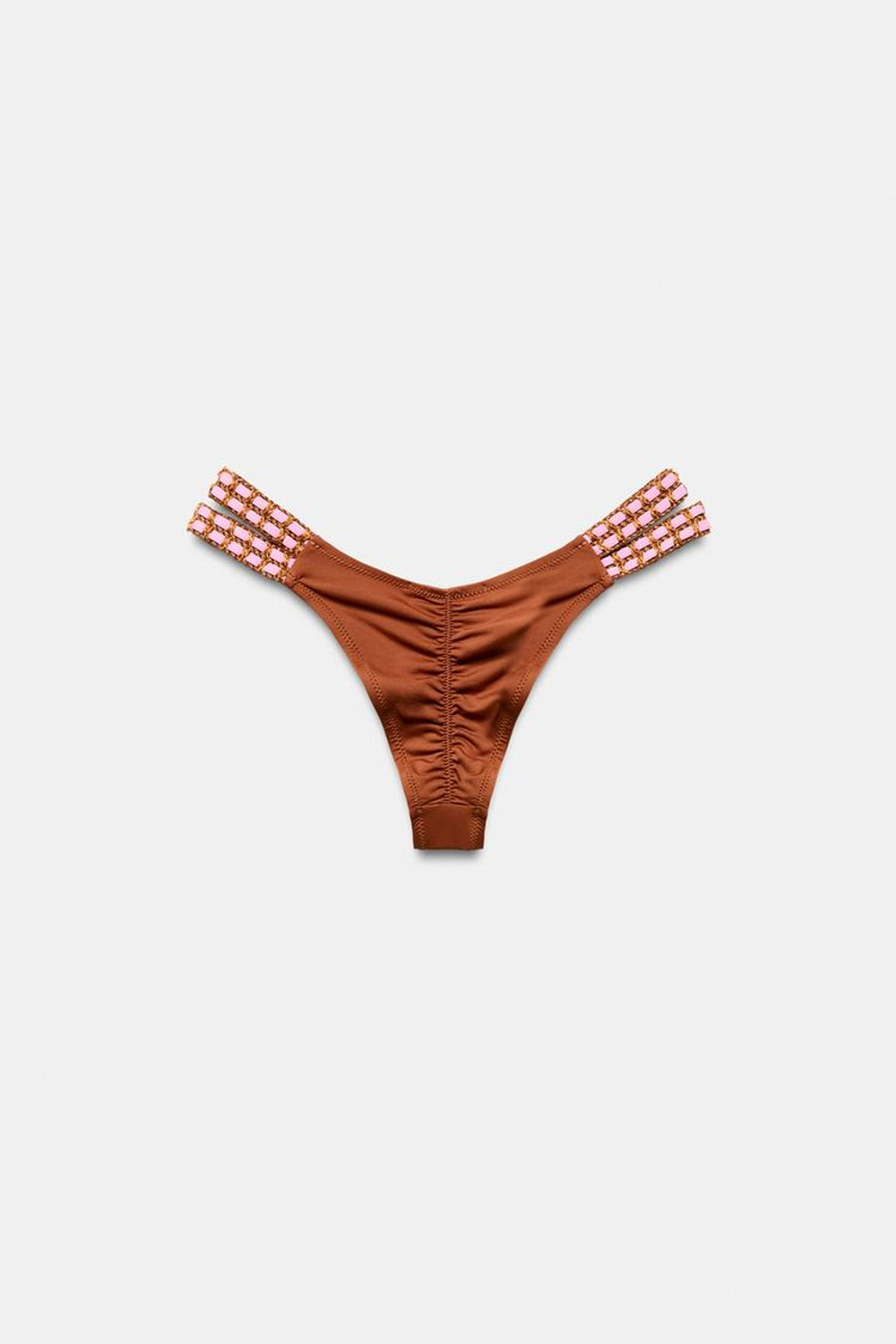 ZARA ПЛАВКИ-БИКИНИ С КОНТРАСТНЫМИ ДЕТАЛЯМИ, КАРАМЕЛЬНЫЙ