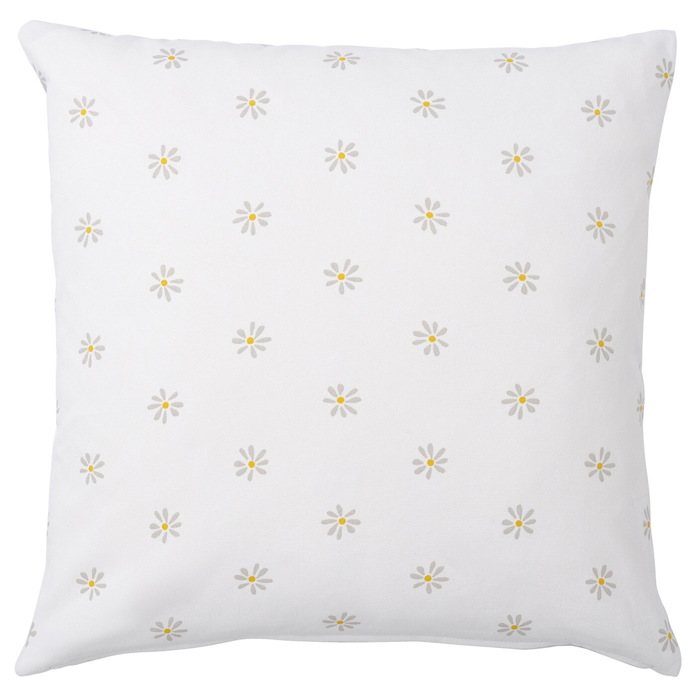 IKEA NATTSLÄNDA  (ИКЕА НАТТСЛÄНДА)  -  Наволочка, цветочный узор, серый/белый, 50x50 см