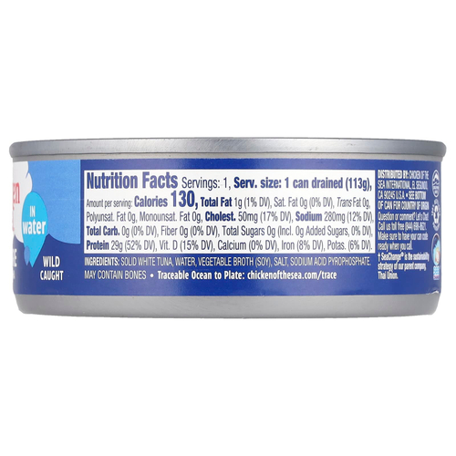 Chicken of the Sea, Премиальный тунец Albacore в воде, из рыбы, пойманной в дикой природе, 142 г (5 унций)