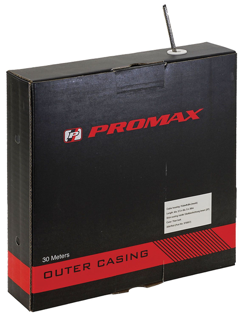 Оплётка тросика тормоза (переключателя) для троса 1,6-2,0мм с тефлоном 2,7/5мм б/заглушек (бухта 30м) черная (8) PROMAX