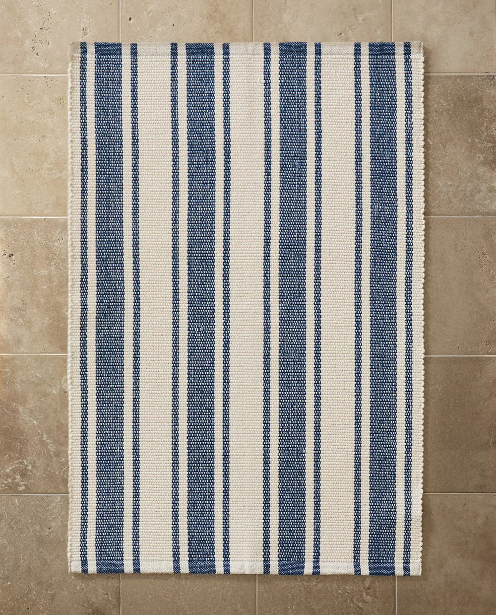 Zara Home - Ковер для ванной комнаты в неправильную полоску, синий, 50x80 см