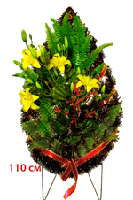 Венок ритуальный 110 см желтые лилии