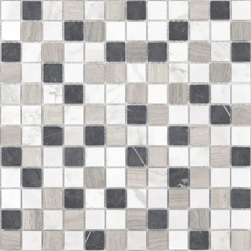 Мозаика из натурального камня Pietra Mix 4 MAT 23x23x4 Pietrine 4 mm серый белый черный