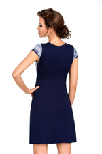 Элегантная женская сорочка Oktavia с цветочным принтом (Размер: S) (Цвет: темно-синий)