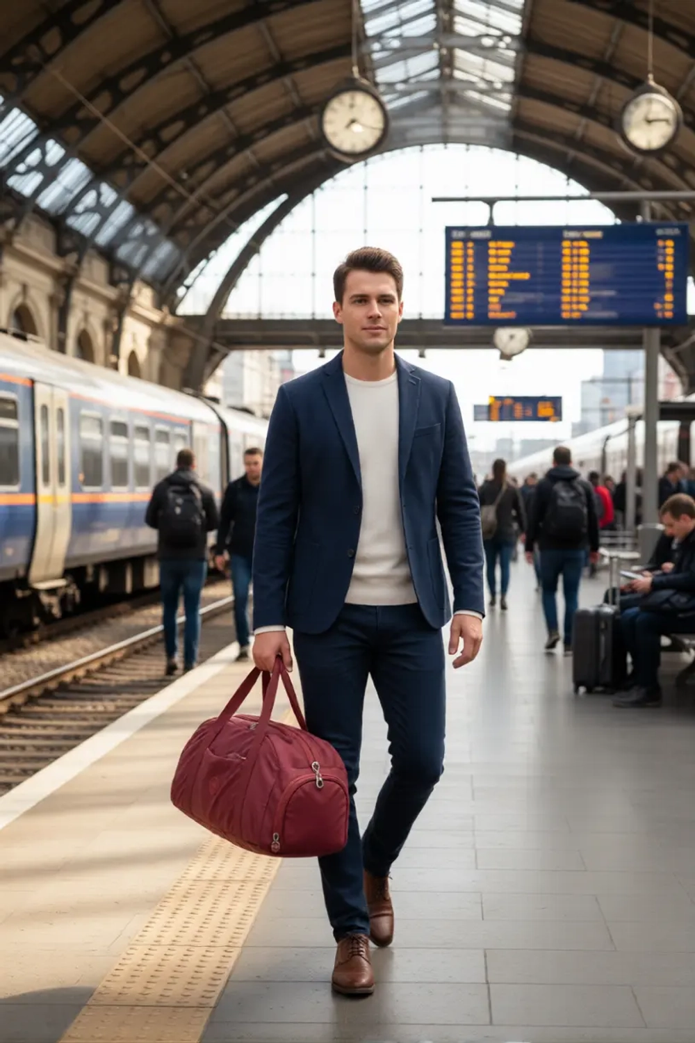 Сумка дорожная красная из плотного текстиля вместительная QOZA