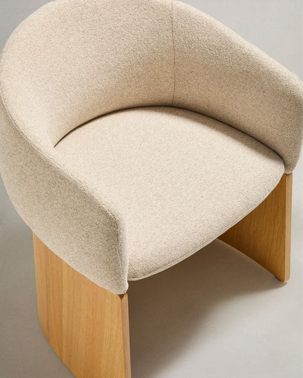 Стул Bosca из бежевого шенилла и дубового шпона