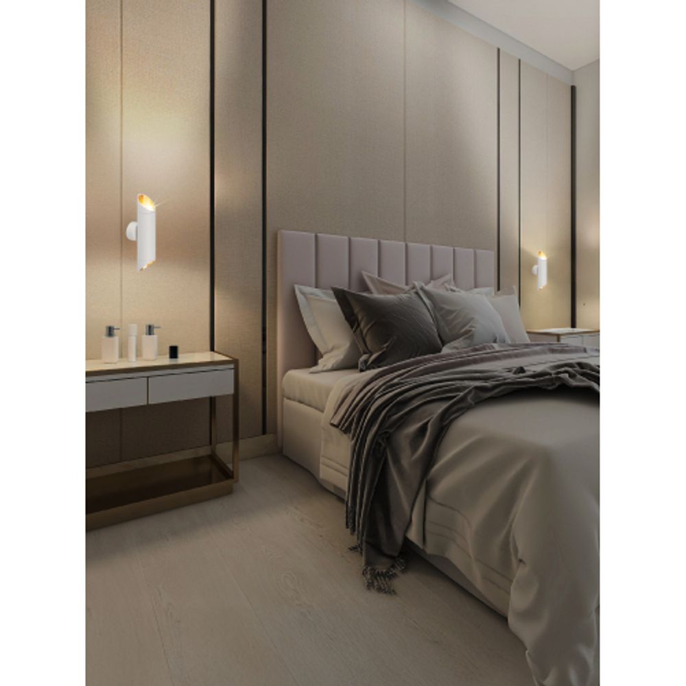 Светильник настенный ЭРА WL52 WH/GD под лампу MR16 GU10 белый/золото | Настенная подсветка