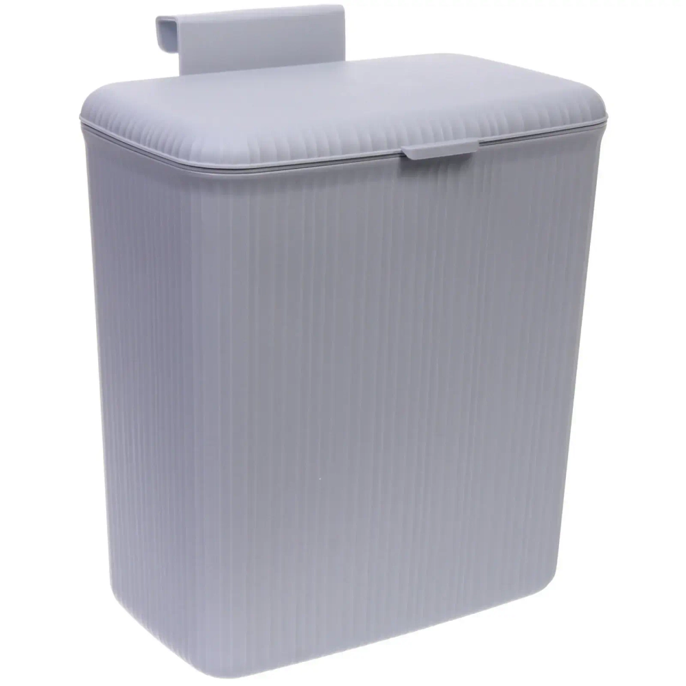 Корзина для мусора подвесная 26х20х32 серая с крышкой