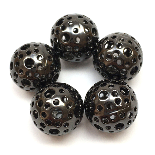 Бусины "Сыр" 12 мм, черный родий