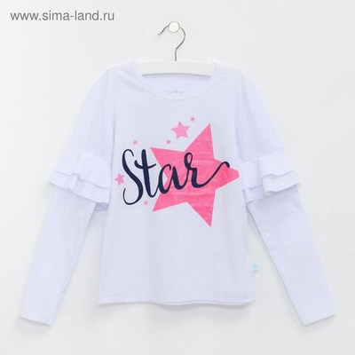 Лонгслив с дл.рукавом "Стар", бел, р.98-104, 3464697