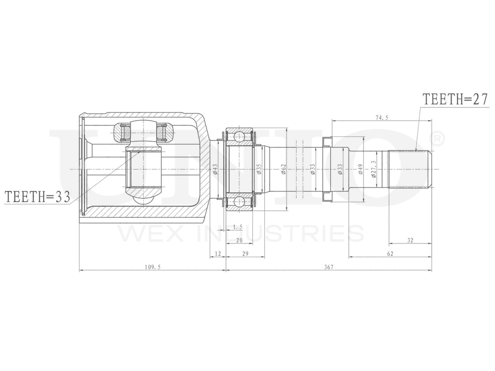 ШРУС внутренний правый UNIO CVJ-30156