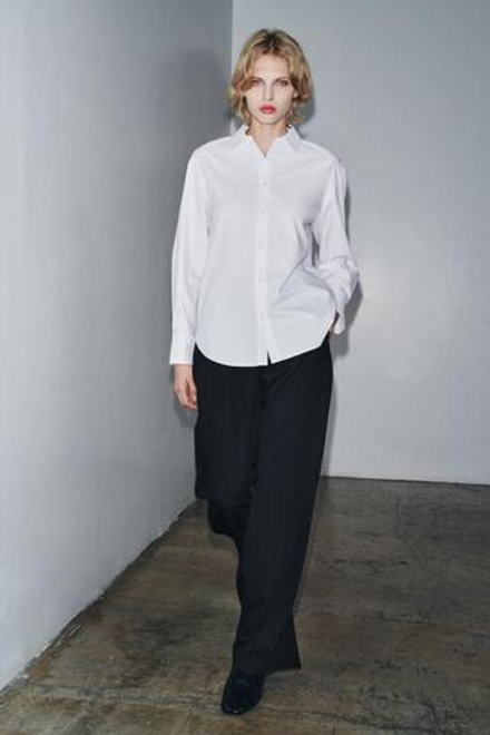ZARA РУБАШКА OXFORD ZW COLLECTION, БЕЛЫЙ