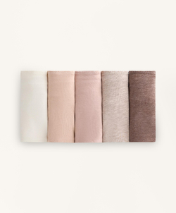 OYSHO Набор из пяти трусиков-бразильских из смесовой хлопковой ткани, бежево-розовый